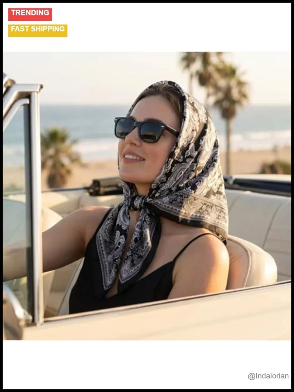 Large Square Silk Head Scarf Satin Bandana Hair Wrap for Women